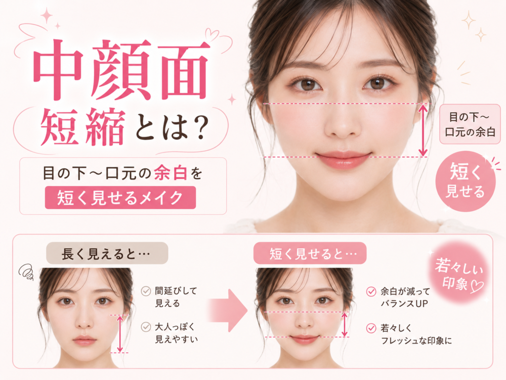 中顔面短縮とは？どこの距離を短く見せるメイク？